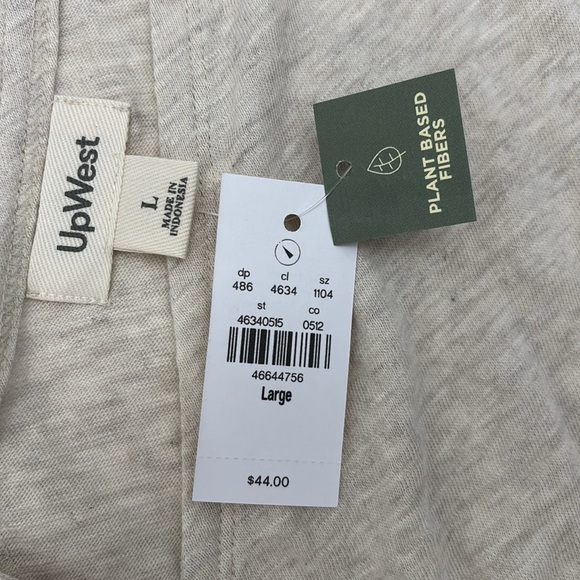 Upwest Women's Open back Wrap Tee V-Neck Top in Heather Oatmeal size Large NWT - Picture 4 of 11